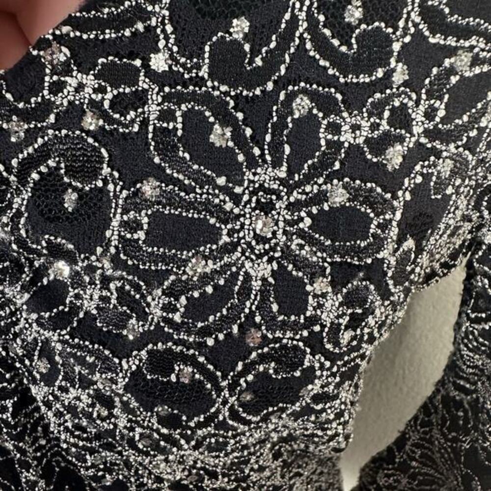 J.T.B.‎ Vintage Fairycore Witchy Whimsigoth Sparkle Beaded V Neck Top Small - Picture 6 of 12